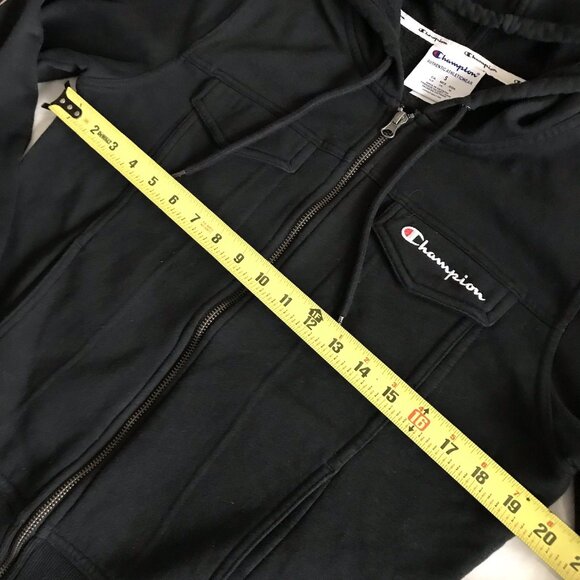 Champion Jacket Small Campus Eco Fleece Black Full Zip Hoodie Women's - Picture 4 of 5